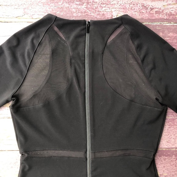 Elizabeth and James Charlene Dress Black Bodycon Mesh Panels Long Sleeve 4 - Picture 11 of 16
